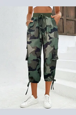 LULU & SKY Women Camouflage Printed Tapered Fit High-Rise Joggers Trousers