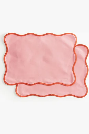 H&M Pink 2-Pack Pure Cotton Scallop-Edged Place Mats