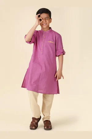 Fabindia Boys Band Collar Straight Cotton Kurta