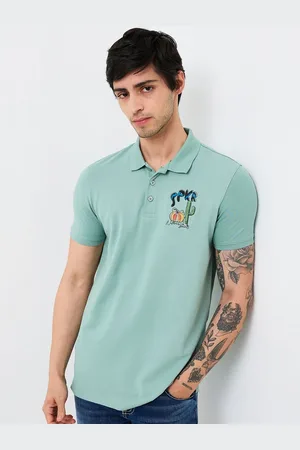 SPYKAR Men Graphic Printed Polo Collar Cotton Slim Fit T-shirt