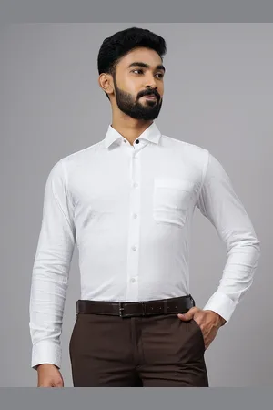 JADE BLUE Men Cutaway Collar Solid Cotton Slim Fit Formal Shirt