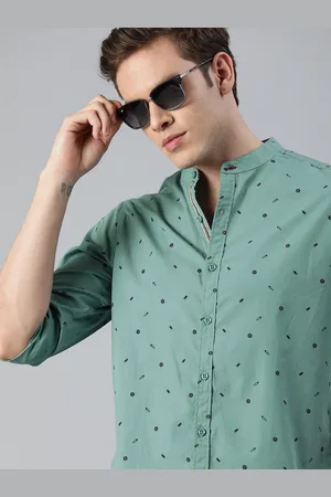 Roadster Men Green & Black Regular Fit Printed Sustainable Casual Shirt