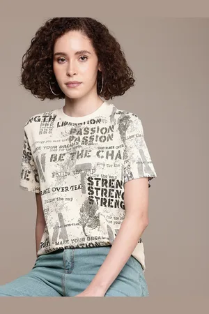Roadster The Life Co. Typography Printed Drop-Shoulder Pure Cotton Boxy Washed T-shirt