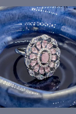 Manikya Jewellery Rhodium Plated Cubic Zirconia Studded Finger Ring