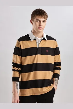 Calvin Klein Men Striped Polo Collar Pockets T-shirt