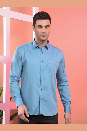 Cobb Men Spread Collar Solid Elastane Casual Shirt