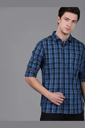 WROGN Men Blue Slim Fit Checked Casual Shirt