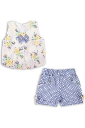 Wish Karo Girls Printed Pure Silk Top with Shorts