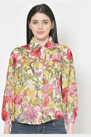 Cation Women Classic Floral Printed Casual Shirt