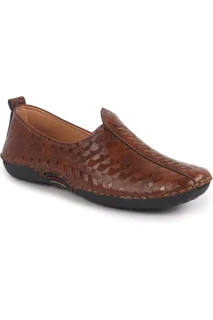 FAUSTO Men Textured Print Ethnic Slip On Mojaris for Wedding