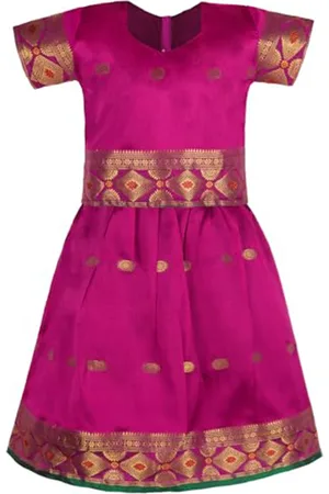 Wish Karo Girls Woven Design Ready to Wear Satin Lehenga & Blouse