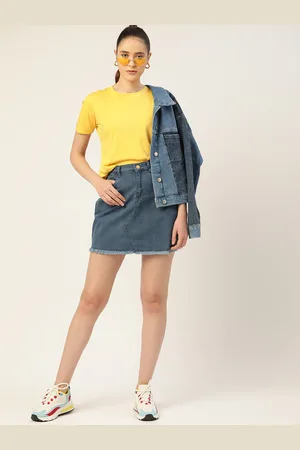 DressBerry Women Yellow Solid Sustainable T-shirt