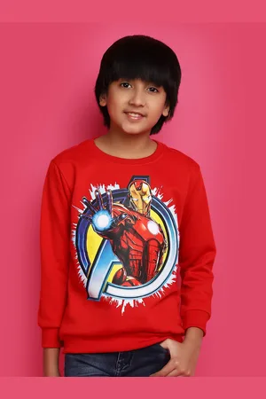 V-Mart Boys Iron Man Graphic Printed Fleece Pullover Sweatshirt