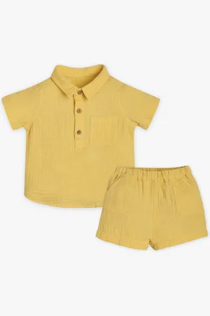 Ed-a-Mamma Boys Shirt Collar Neck Short Sleeves Pure Cotton Shirt With Shorts