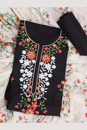 SALWAR STUDIO Embroidered Pure Cotton Unstitched Dress Material