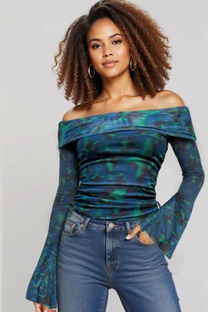 IZF Printed Off-Shoulder full sleeves top