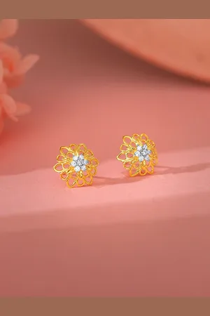 GIVA 18K Yellow Gold Thrive Diamond Earrings-1.91gm