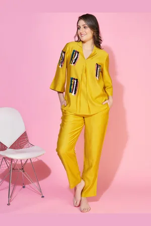 Banno Printed Shirt Collar Top With Trousers