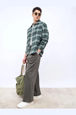 Styli Men Classic Lumberjack Flannel Checkered Oversized Shirt with Double Patch pocket