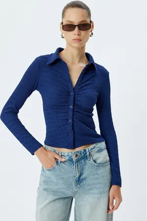 Koton Women Colourblocked Polo Collar Pockets Slim Fit T-shirt