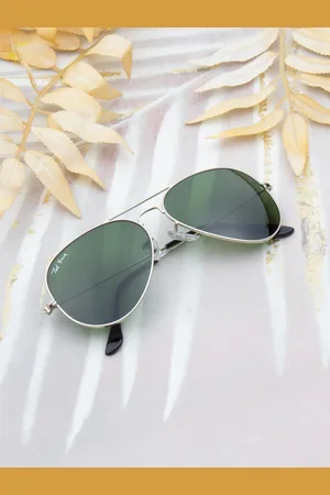 Ted Smith Unisex Green Lens & Silver-Toned Aviator Sunglass - AVIMAST_C23