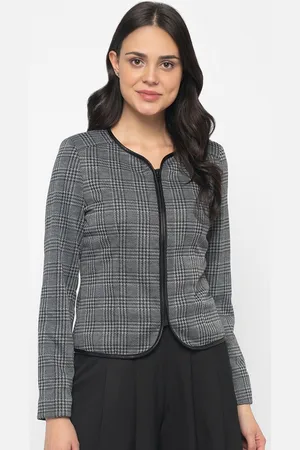 Gipsy Women Grey Checked Tailored Jacket