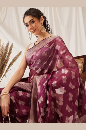 DIVASTRI Butterfly Design Banarasi Organza Soft Silk Saree