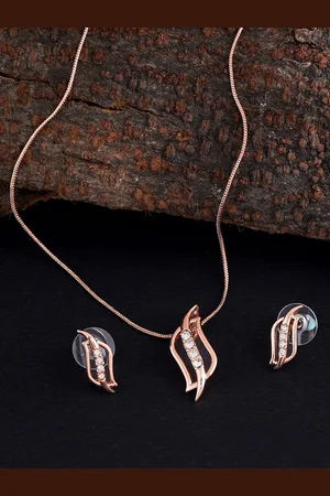 ESTELE Rose-Gold Plated Crystal Studded Jewellery Set