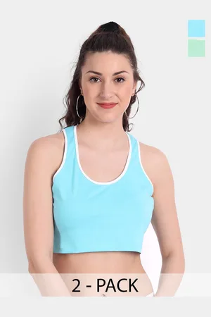 Color Capital Pack Of 2 Scoop Neck Sleeveless Cotton Bralette Crop Top