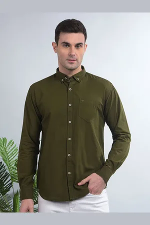 Cobb Men Button-Down Collar Solid Cotton Casual Shirt