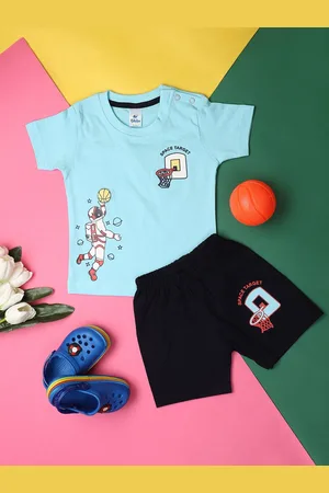 V-Mart Unisex Kids Printed T-shirt with Shorts