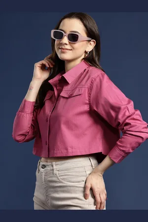 Mast & Harbour Women Pure Cotton Casual Crop Shirt