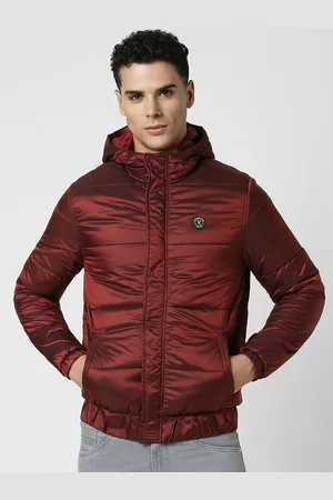 V Dot Men Hooded Solid Casual Padded Jacket