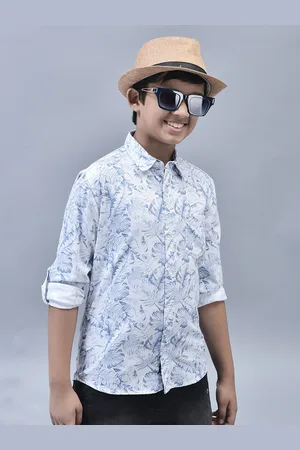 Crimsoune Club Boys Classic Slim Fit Tropical Printed Casual Shirt