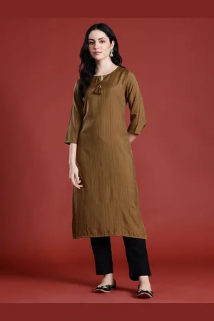 Anouk Tie-Up Neck Striped Kurta
