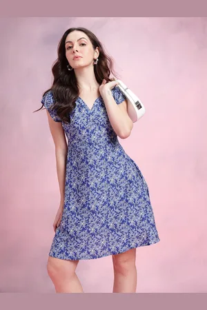 DressBerry Floral Print Sweetheart Neck A-Line Dress