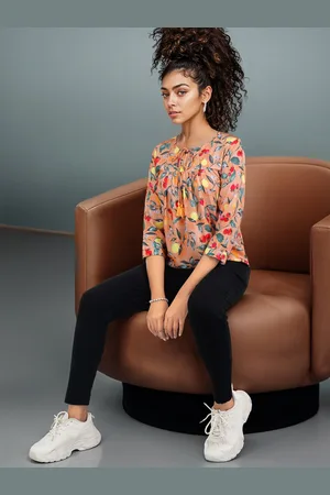 DressBerry Tropical Print A-Line Top