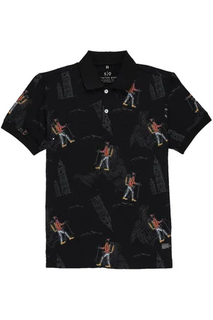 Status Quo Boys Printed Polo Collar T-shirt
