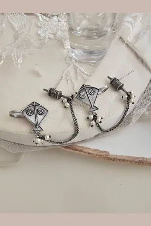 Binnis Wardrobe German Silver Contemporary Drop Earrings