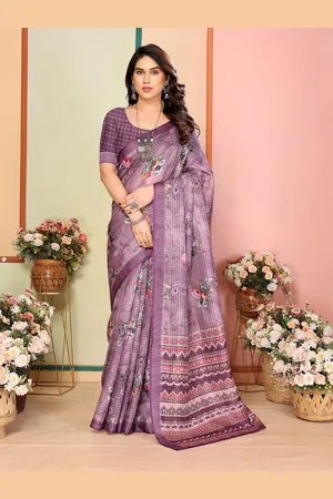 Moda Rapido Floral Linen Blend Chanderi Saree