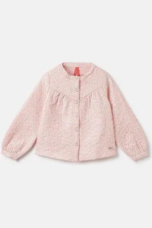 Blue Giraffe Girls Self Design Mandarin Collar Top