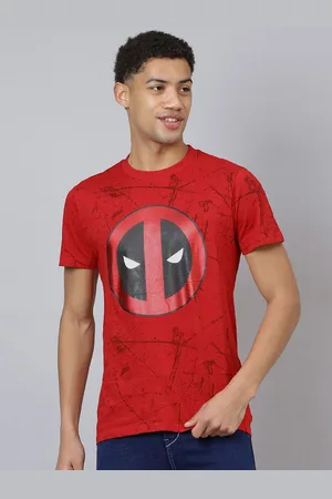 Free Authority Men Deadpool Graphic Printed Round Neck Regular Fit Cotton T-shirt