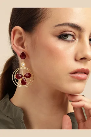 Anouk Gold Plated Beaded Contemporary Drop Earrings