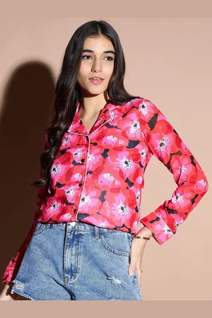 Corsica Print Georgette Shirt Style Top