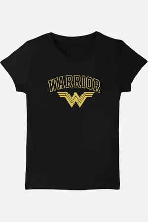 Kidsville Girls Black Wonder Woman Printed Cotton Pure Cotton T-shirt