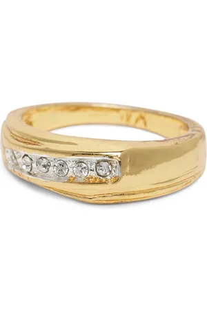 ESTELE Women Gold-Plated Crystals-Studded Finger Ring