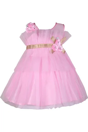 Wish Karo Infants Girls Embellished Layered Net Fit & Flare Dress