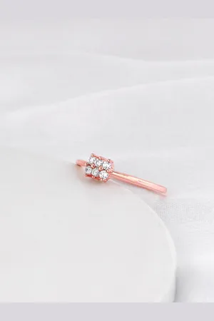 GIVA 925 Sterling Rose Gold-Plated CZ Studded Finger Ring