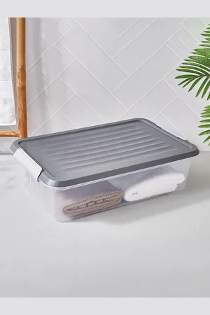 Home Centre Transparent & Grey Canister With Lid - 30 L