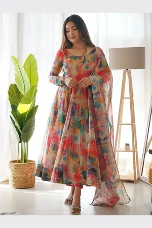 Ethnic Yard Abstract Printed Regular Gotta Patti Kurta With Trousers & Dupatta